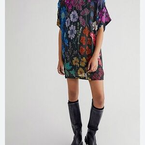 Free People Blue Purple Dolman Sleeve Midi Dress
